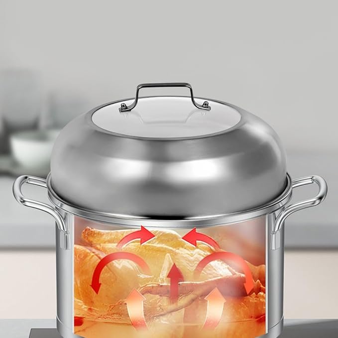 12.75 Inch Stainless Steel Basting Cover, Melting Dome for Griddle Cooking, Round Steaming Cover Lid with Tempered Glass Top and Steam Holes, Dishwasher Safe (12.75")