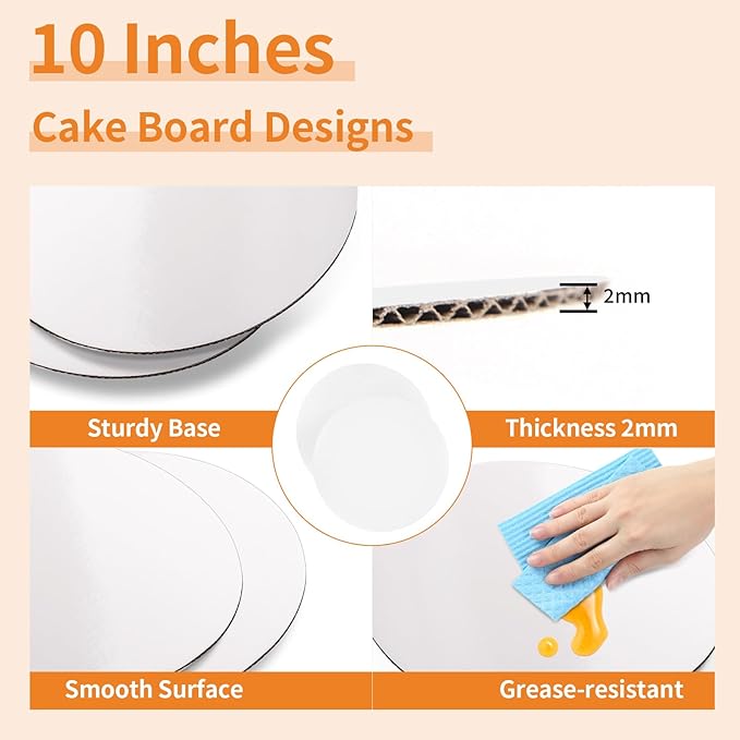 WINKIO Cake Box with Cake Boards, 10 Pack Disposable Cake Carrier, Cakes Transport Container, White Bakery Holder with Window (10, white, 10x10x8 In)