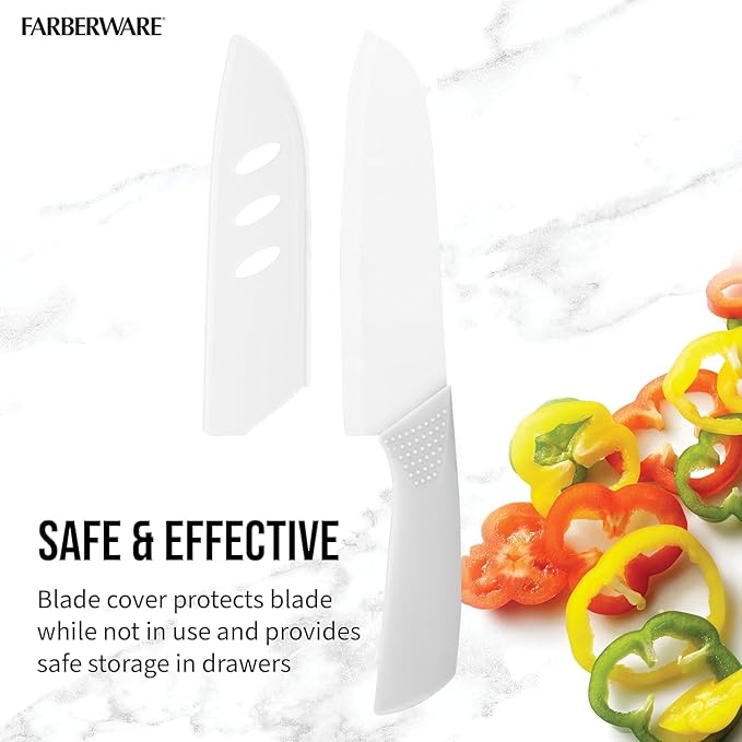 Ceramic Santoku Knife 7 Inch - High-Precision Blade for Meats, Fruits, and Vegetables - Durable Ceramic Blade with Protective Sheath - Sky Grey