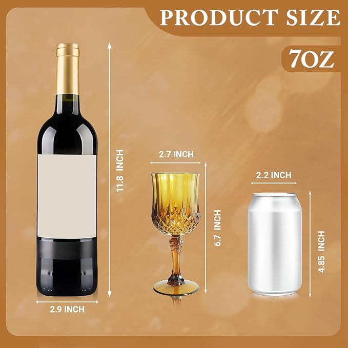 Plastic Wine Glasses,100PCS Amber Plastic Goblets Vintage Style Cordial Drinking Glasses for Wedding Reception, Grand Event Party Supplies (100, Amber)