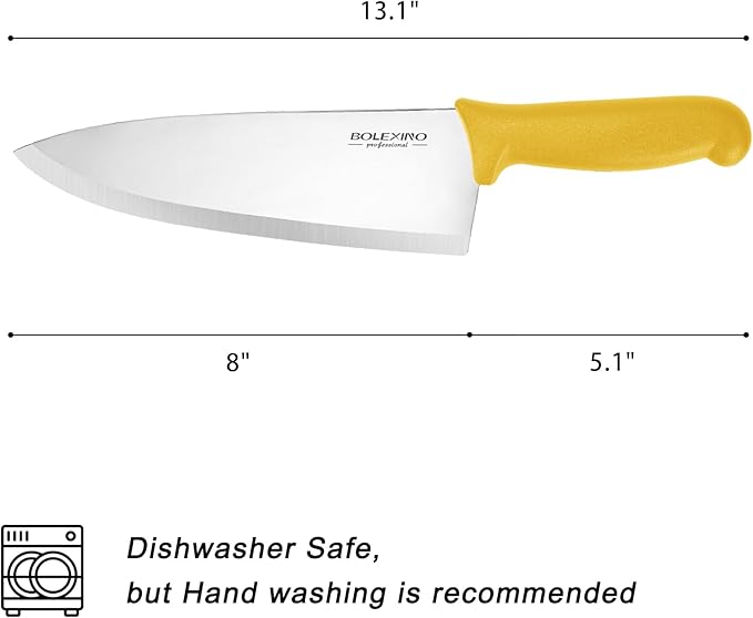 8 inch Japanese High Carbon Stainless Steel Chef Knife, Professional Extra Sharp Wide Cook Knife with Non-slip Ergonomic Handle, for Kitchen Home Restaurant