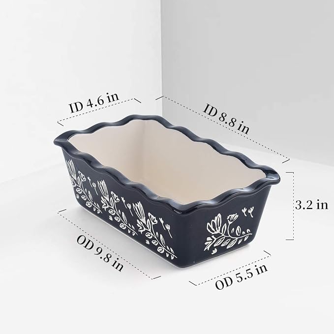 Wisenvoy Loaf Pan Bread Pan Ceramic Loaf Pans for Baking Bread Porcelain Bread Loaf Pan Nonstick Bread Pans for Baking, Grass Black