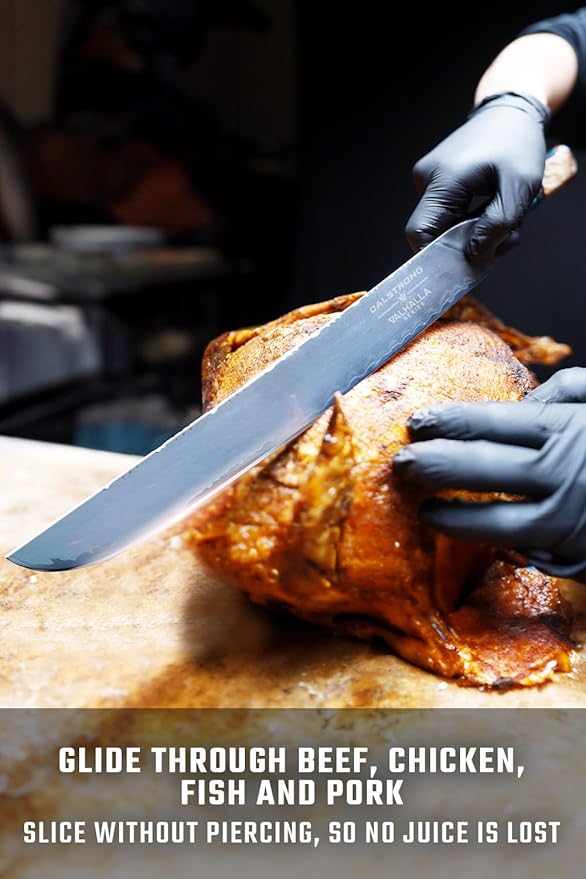 Dalstrong 12-Inch Slicing Knife - Valhalla Series - 9CR18MOV HC Steel - Celestial Resin & Wood Handle - Razor Sharp Slicer for BBQ, Brisket, Carving - With Leather