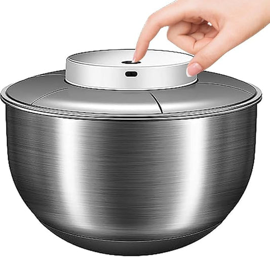 4.5L Stainless Steel Electric Salad Spinner | USB Rechargeable | Smart Start & Auto-Stop | Kitchen Veggie & Fruit Washer/Dryer