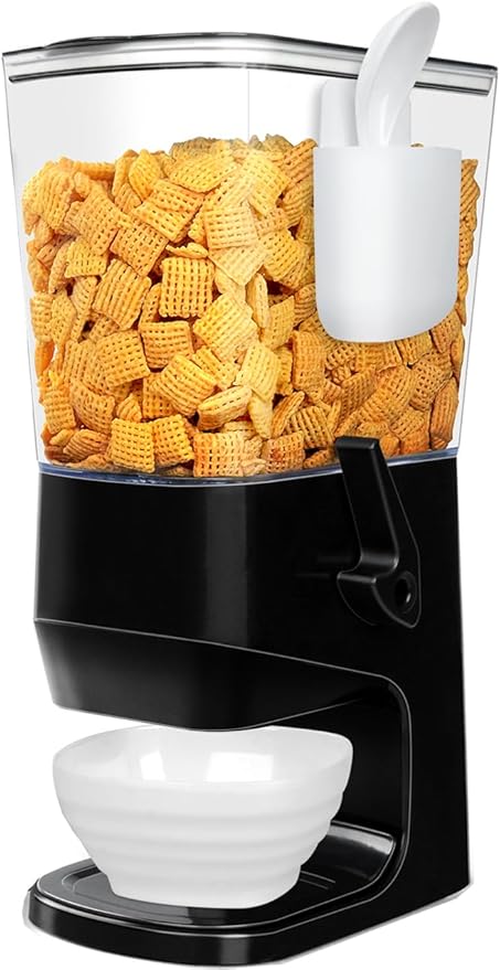 Cereal Dispenser Countertop Wath Bowls and Spoons Cereal Containers Storage for Pantry Snack Organizer Dry Food Storage Container with Lid for Kitchen Organization Oatmeal Nut Granol(Black 1 pack )