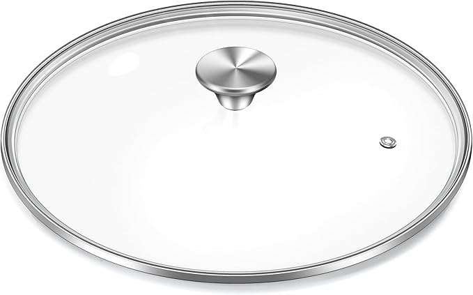 10.25 inch Tempered Glass Lid, Versatile Round Replacement Glass Cover for 10.25 inch Skillets, Pots and Pans, and Dutch Ovens - Dishwasher and Oven Safe up to 400°- 26CM