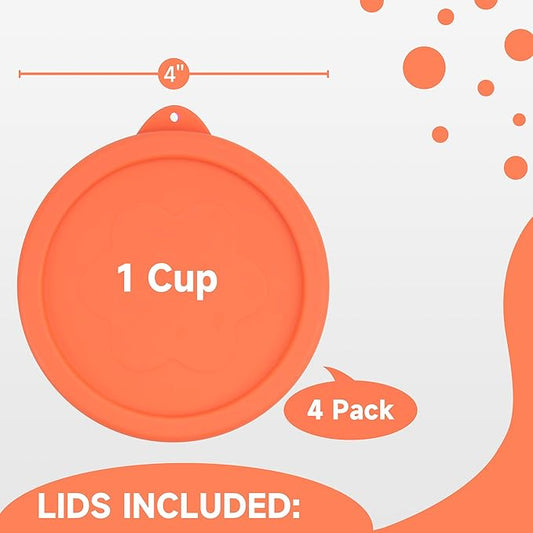 1 Cup Silicone Replacement Lids Storage Cover for Anchor Hocking Glass Bowls (Container not Included) 4 Pack Microwave, Dishwasher and Freezer Safe