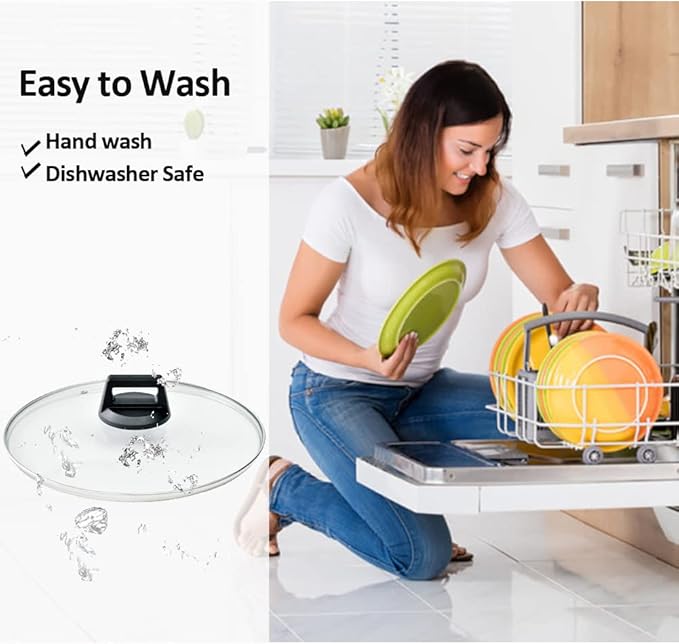 11 In Glass Lid for Frying Pan, Tempered Replacement Cover Compatible with All 11 Inches Cookware for Skillets, Round Cast Iron, Cast Aluminium, Stainless Steel Pans &Pots
