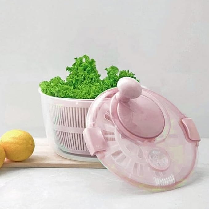 5L Salad Spinner - Best Rated Vegetable & Fruit Dryer Bowl with Lid, Upgrade Anti-Crack & Heat-Resistant Material, Non-Slip Base, Easy Detachable for Cleaning(pink)
