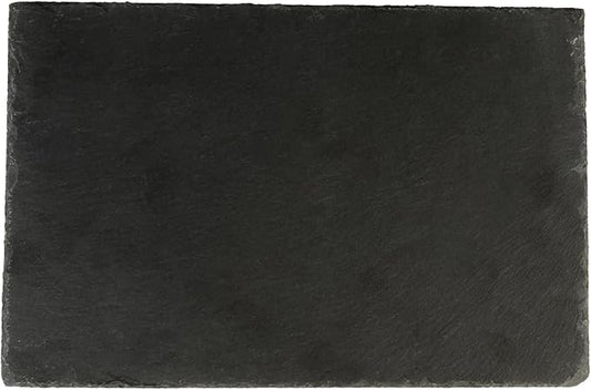 Restaurantware Slate Serving Tray 1 Pack of 11.8" x 7.8" Foam Feet Charcuterie Stone Plate Rustic Edges Freezable Black Serving Display Cheese Boards for Kitchen, Gourmet, Dining, Parties