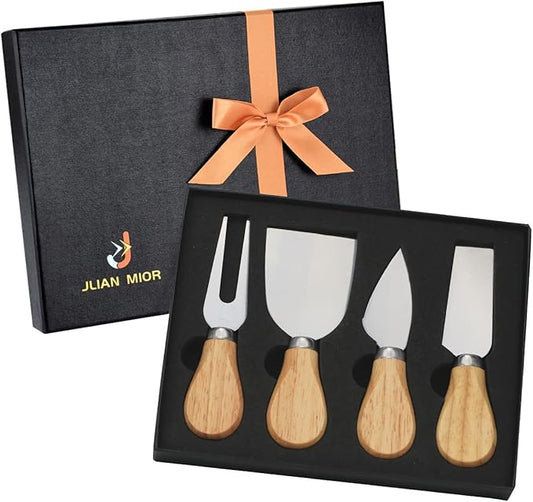 Exquisite 4-Piece Cheese Knives Set, Complete Stainless Steel Cheese Knife Collection (Gift-Ready)