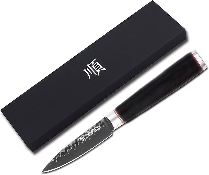 YOUSUNLONG Paring Peeling Knives - 3.5 Inch Japanese AUS8 HRC Steel Fruit & Vegetable Knife - Leadwood Handle