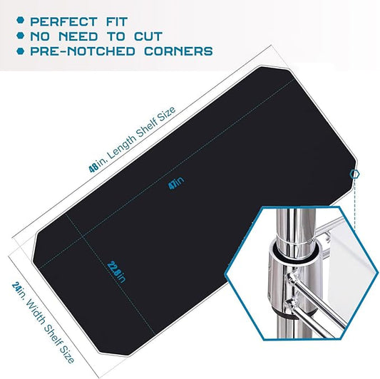 BRIAN & DANY Wire Shelf Liner 24" X 48", Heavy Duty Shelf Liners for Wire Shelving, Waterproof Protector Mats, Set of 4, Black