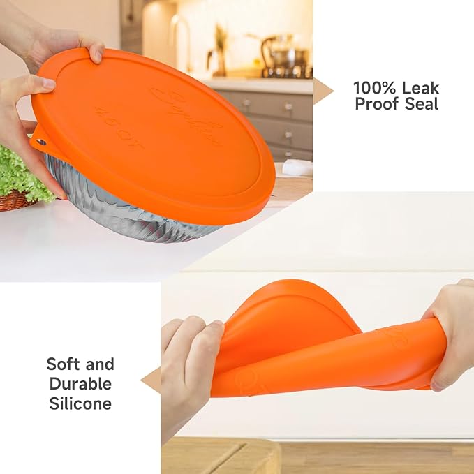 Silicone Replacement Lids for Pyrex Sculpted Glass Mixing Bowls(Lids For 7404-s 4.5 Qt)