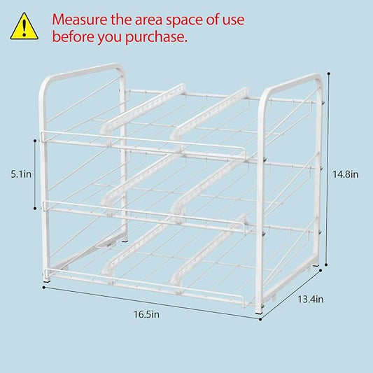 BTY Can Organizer for Pantry Stackable Can Rack Organizer 2 Pack Stacking Can Storage Dispensers 3 Tier Small Space Holds up to 36 Cans for Pantry, Kitchen, Cabinet White