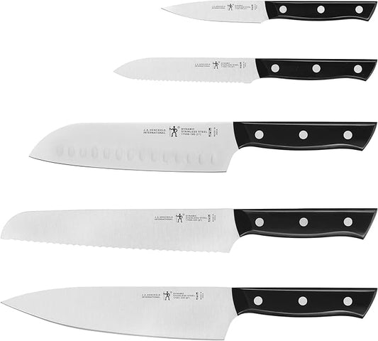 HENCKELS Dynamic Razor-Sharp 5-Piece Kitchen Knife Set, Chef Knife, Bread Knife, German Engineered Informed by 100+ Years of Mastery
