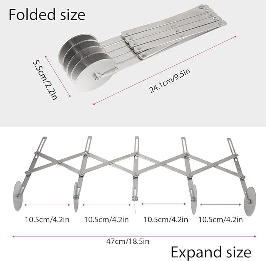 Pastry Cutter 5 Wheels Pizza Cutter Stainless Steel Dough Cutter Baking Tools Scalable Divider