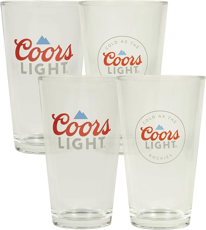 LORD'S ROCKS Coors Light Beer Glasses 16oz Pint Glass - Set of 4 Authentically Licensed Compatible