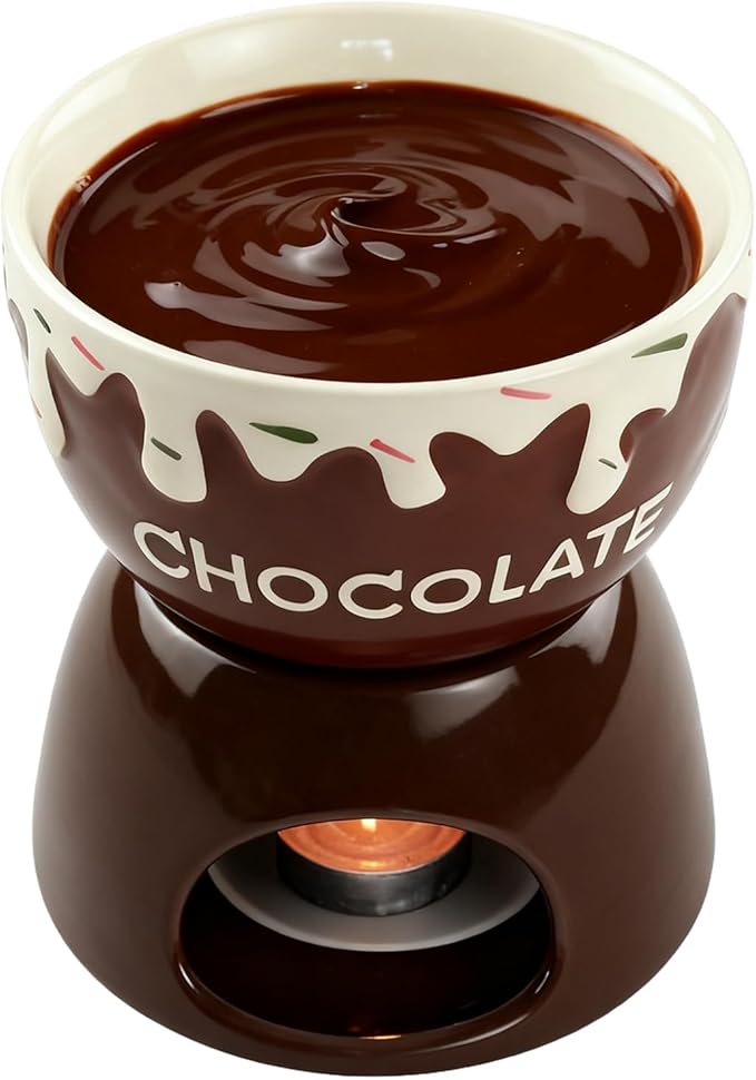 Chocolate Melting Cup, Chocolate Fondue Mug, Personal Ceramic Cheese Melting Cup, Butter Melt Fondue Mugs Set For Dinner Appetizer Sauce Cheese Candy Bread Caramel Birthday Wedding Picnics Party Cooks