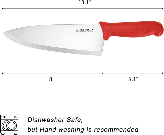 8 inch Japanese High Carbon Stainless Steel Chef Knife, Professional Extra Sharp Wide Cook Knife with Non-slip Ergonomic Handle, for Kitchen Home Restaurant