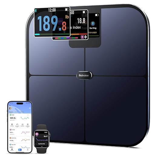 Smart Scale with BMI, Body Fat, Muscle Mass, Digital Scale for Body Weight, 25 Composition Metrics, Large Color Display, Accurate Bathroom Weight Scale with Heart Rate, 400 lbs (Black)
