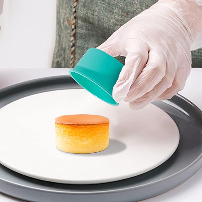 Silicone Mini Round Cake Molds, 4 Inch, Green, Set of 6
