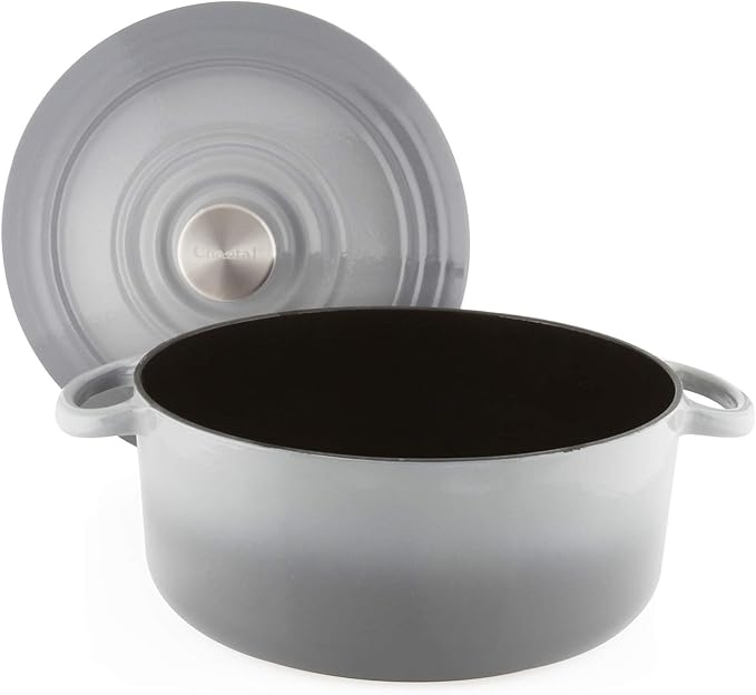 Chantal Enameled Cast Iron Cookware, 5 quart Dutch Oven, Fade Grey
