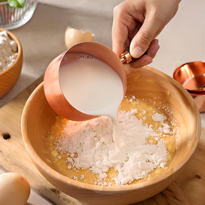 Mini Sauce Pan, Stainless Steel Butter Warmer with Pour Spout and Wooden Handle Rose Gold Melting Pot for Making Sauces, Chocolate Melting, Coffee Tea Soup Warming(1/3cup)