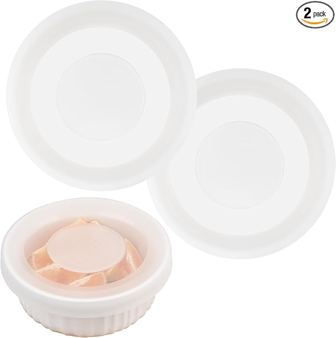Silicone Lids for CorningWare 16-Ounce Round Dish, 2 Pack Reusable Covers for CorningWare Baking Dish (Dishes not Included) Dishwasher & Microwave & Freezer Safe
