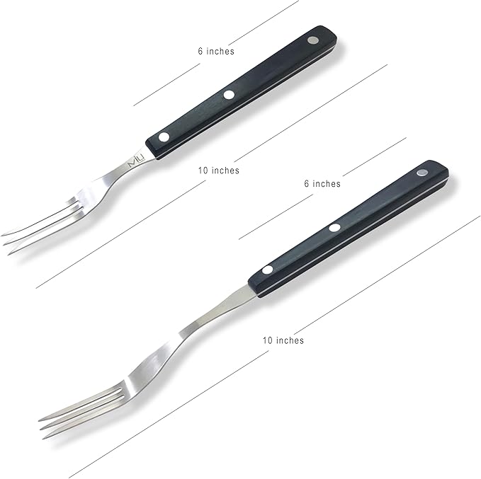 WALLFARM Granny Forks 2-Piece Set - Pro-Grade Stainless Steel - Heat-Resistant BBQ Meat Fork - Ideal for Serving, Cooking, Turning, Roasting, Shredding, Barbecue - 10" & 12"