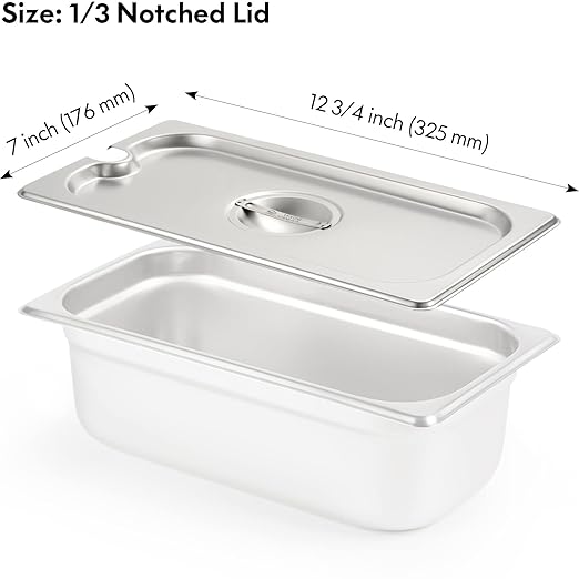 CURTA 6-Pack 1/3 Size Slotted Steam Table Pan Cover, Lid with Handle, NSF, Hotel Pan Cover, Catering Food Pan Cover