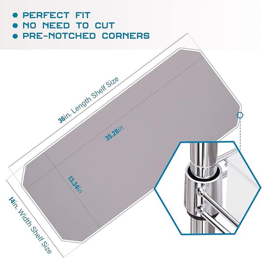 BRIAN & DANY Wire Shelf Liner 14" X 36", Heavy Duty Shelf Liners for Wire Shelving, Waterproof Protector Mats, Set of 4, Charcoal