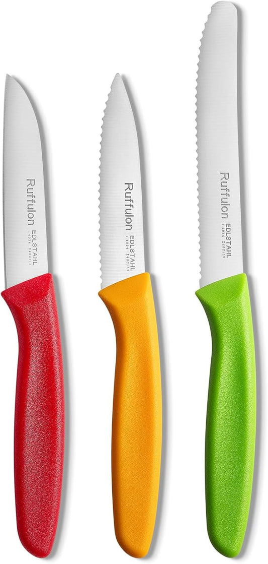 Vegetable and fruit knife set of six, high carbon stainless steel paring knife with ergonomic PP plastic handle, sharp, super sharp kitchen knife set.