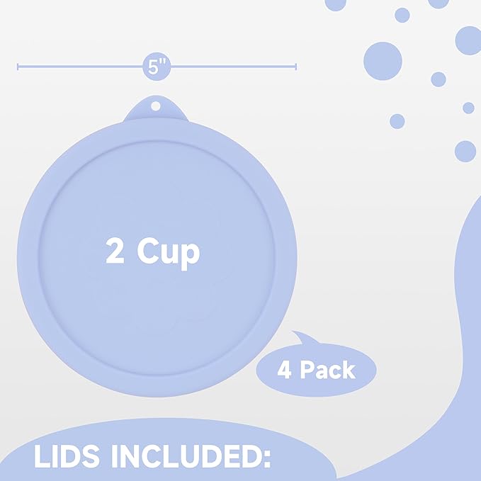 2 Cup Silicone Replacement Lids Storage Cover for Anchor Hocking Glass Bowls (Container not Included) 4 Pack Microwave, Dishwasher and Freezer Safe