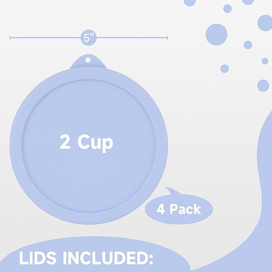 2 Cup Silicone Replacement Lids Storage Cover for Anchor Hocking Glass Bowls (Container not Included) 4 Pack Microwave, Dishwasher and Freezer Safe