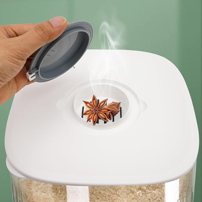 6KG Rice Dispenser, Large Sealed Grain Storage Container with Rice Cup Food Dispenser Kitchen Organizer for Rice Beans Grains Cereal Dry Food Storage Rice Containers