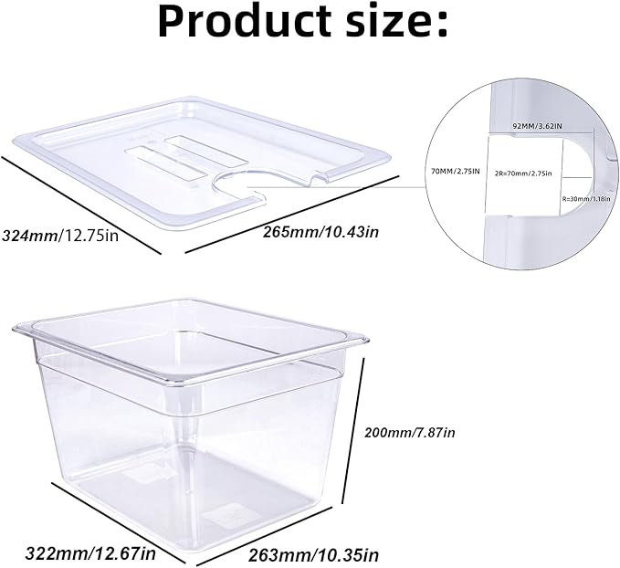 12 QT Sous Vide Container with Lid,Sous Vide Cookers Compatible with Anova, Joule, Nano, Wancle,Perfect for Chicken, Beef,Parties and Professionals (12 qt without racks)