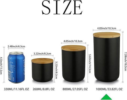 MilkyWay Ceramic Food Storage Jar Canister Modern Design Food Canisters with Airtight Seal Bamboo Lid,Loose Tea Coffee Spice Nuts Snacks Seasonings Storage Jar Canister Caddy (White 31.67oz/900ml)