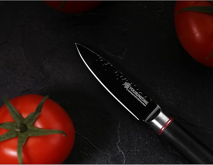 YOUSUNLONG Paring Peeling Knives - 3.5 Inch Japanese AUS8 HRC Steel Fruit & Vegetable Knife - Leadwood Handle