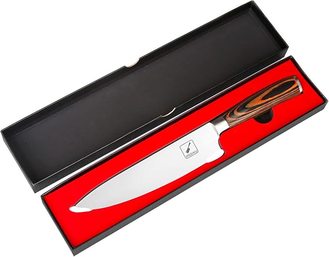 imarku Chef Knife - Pro Kitchen Knife 8 Inch Chef's Knives High Carbon Japanese SUS440A Stainless Steel Sharp Paring Knife with Ergonomic Handle, Red Handle, Gifts for Men and Women