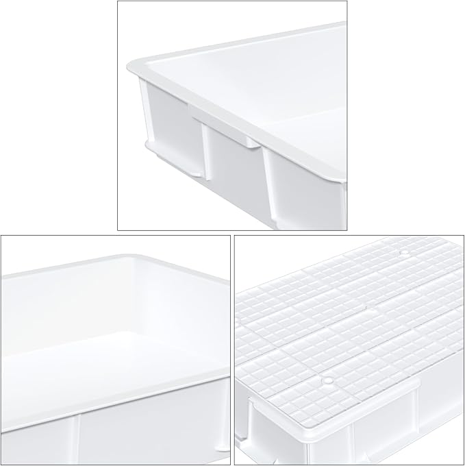 Zopnny 4 Packs Plastic Stackable Pizza Dough Proofing Box with Lid, Pizza Dough Tray, White