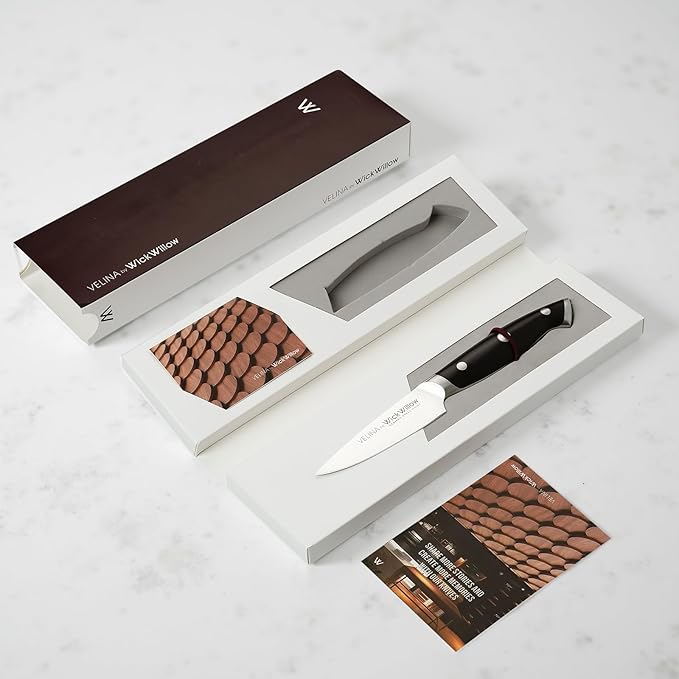 3.5" Paring Knife β Razor Sharp German Steel DIN1.4116 β Precision Fruit & Vegetable Knife for Peeling & Trimming β Full Tang & Ergonomic Handle β Gift Box β Velina Series