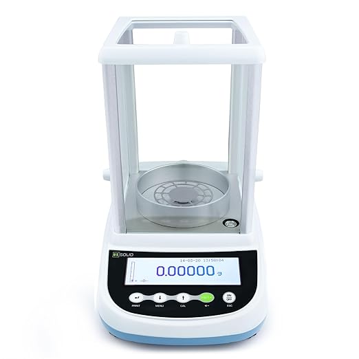 U.S. Solid Semi-Micro Lab Scale, 82 g x 0.01 mg / 220 g x 0.1 mg, Analytical Balance 10 Weighing Units, Automatic Internal Calibration, RS232 Interface, Multi-Language Support (EN, FR, DE, IT, ES, PT)