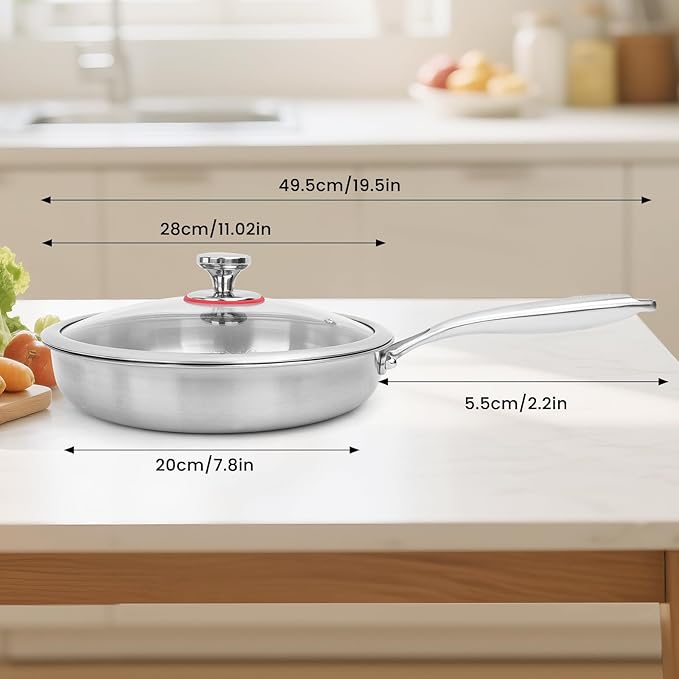 Titanium Hammered Pan Pro with Lid - 11.02 Inch Titanium Non Stick Frying Pan | Scratch-Resistant, Even Heating Cookware for All Stovetops (11in-With Lid)