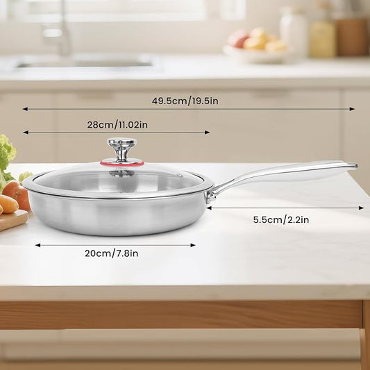 Titanium Hammered Pan Pro with Lid - 11.02 Inch Titanium Non Stick Frying Pan | Scratch-Resistant, Even Heating Cookware for All Stovetops (11in-With Lid)