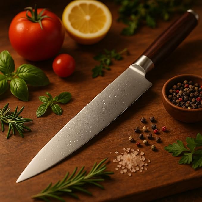 Chef Knife 8 Inch – Japanese High Carbon Stainless Steel Kitchen Knife for Cooking, Chopping, Slicing Meat & Vegetables – Ultra Sharp Professional Chef’s Knife with Ergonomic Handle & Gift Box