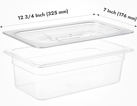 CURTA 6 Pack Food Pan Lids, 1/3 Size NSF Polycarbonate Cover with Handle, Plastic Clear