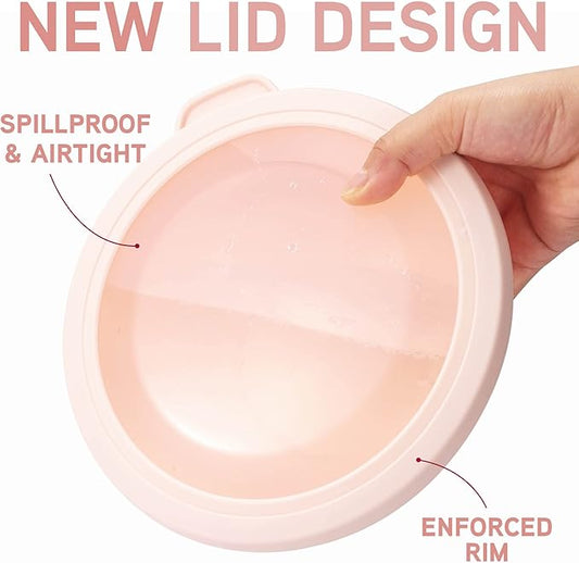 COOK WITH COLOR Mixing Bowls with TPR Lids - 12 Piece Plastic Nesting Bowls Set includes 6 Prep Bowls and 6 Lids, Microwave Safe (Rose)