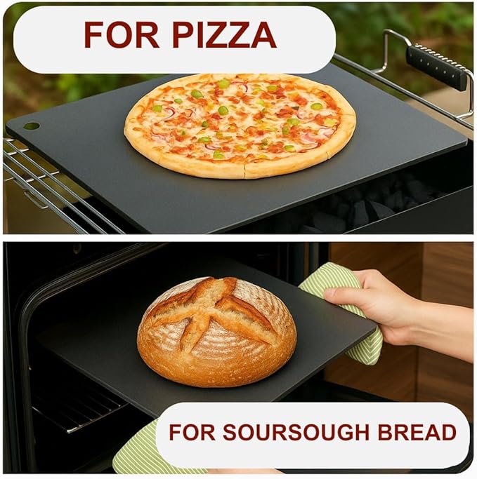 Cooking Steel for Oven Sourdough, 16 inch x 20 inch, Detachable Handle, Heavy-Duty Pizza Baking Steel For Oven, Good for Bread (16x20 pizza steel+wooden peel)