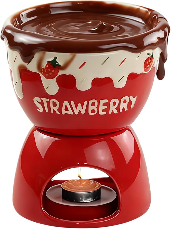 Chocolate Melting Cup, Chocolate Fondue Mug, Personal Ceramic Cheese Melting Cup, Butter Melt Fondue Mugs Set For Dinner Appetizer Sauce Cheese Candy Bread Caramel Birthday Wedding Picnics Party Cooks